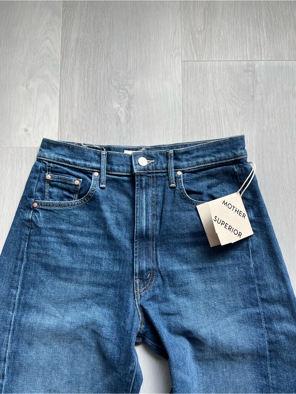 MOTHER THE HALF PIPE ANKLE CUFF FRAY DARK WASH WOMENS 28 - Picture 9 of 14